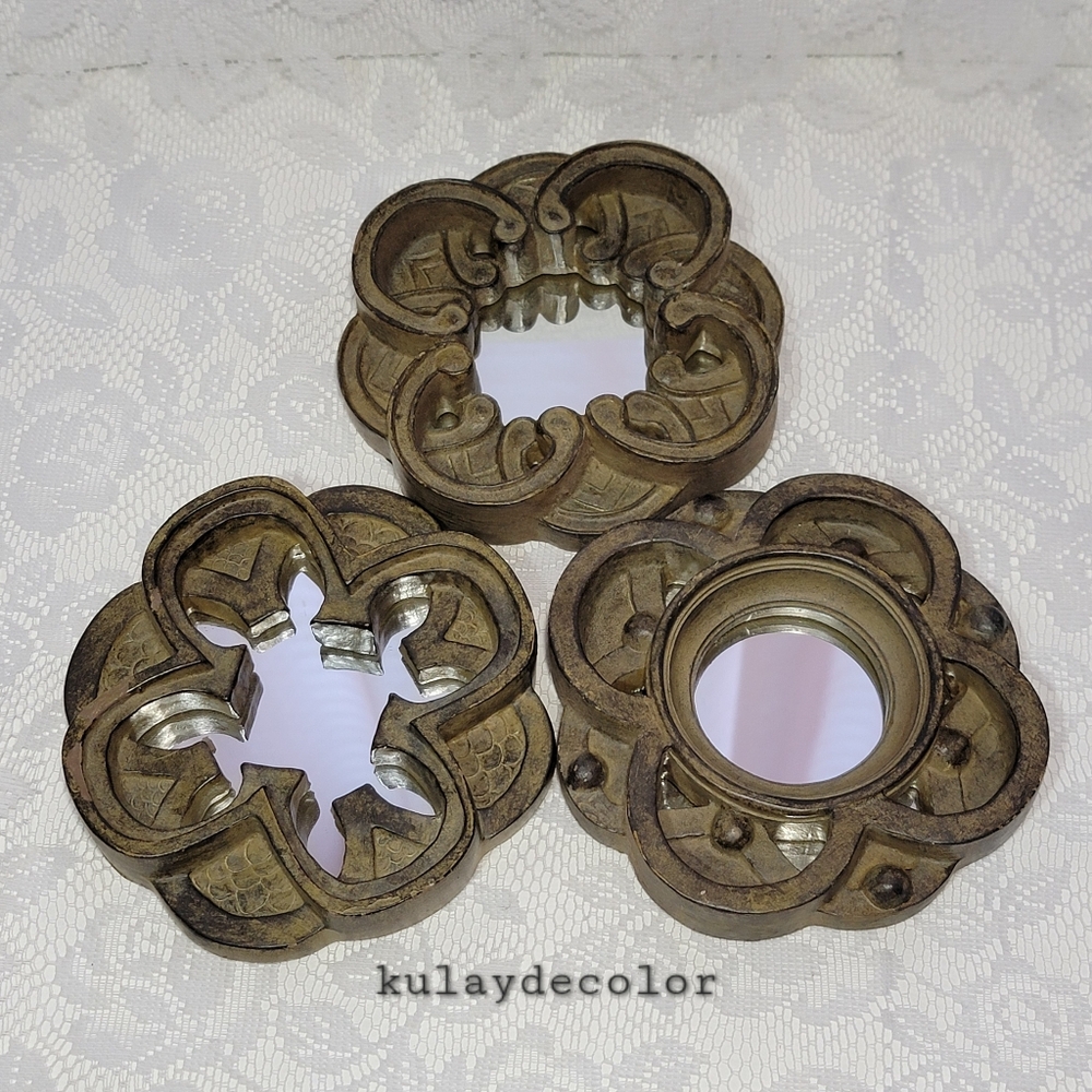 2004 Vintage Celtic Knot Wood Wall Mirror Set – 3 Piece Decorative Wall Art
